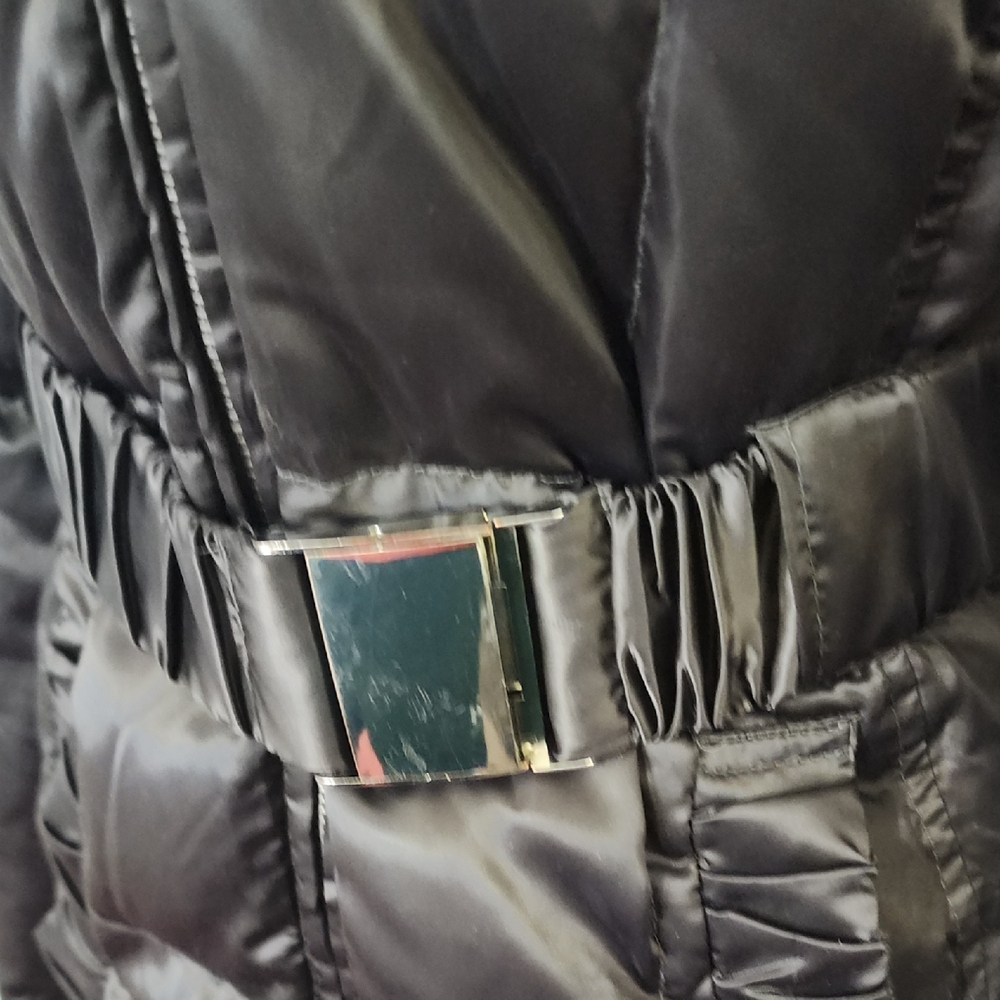 Laundry By Shelli Segal Dark Puffer Jacket with Faux Fur Trim - Picture 5 of 14